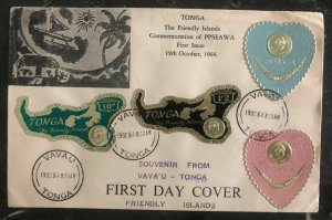 1964 Vavau Tonga Toga Islands First Day Cover FDC Friendly Island PPSEAWA