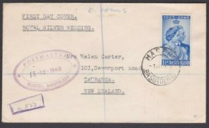 SWAZILAND 1948 SW 1½d on FDC to New Zealand - Postmaster Maseru oval........W666 