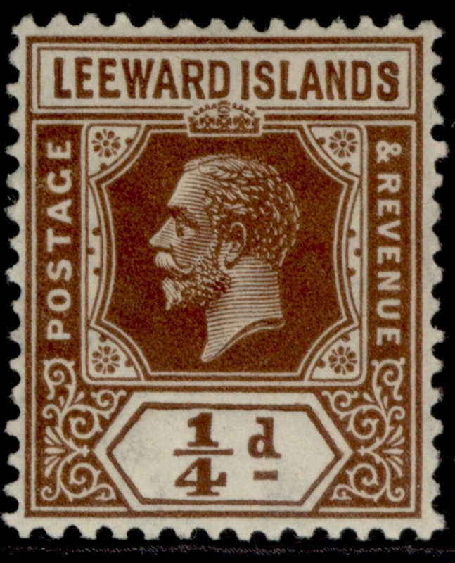 LEEWARD ISLANDS GV SG58, ¼d brown, LH MINT. 