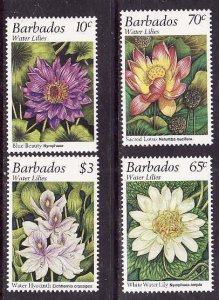 Barbados-Sc#905-8- id9- unused NH set-Flowers-Water Lillies-1995-please note tha