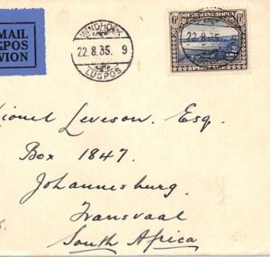 SOUTH WEST AFRICA Air 6d Cover *KING'S AFRICAN RIFLES* 1935 MILITARY CREST YO262