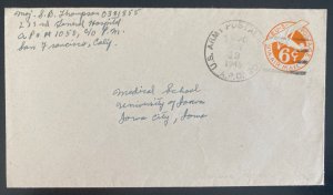 1945 US Army PO Ryukyu Japan  Postal Stationery Cover To Iowa City IA Usa