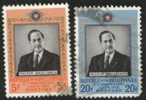 Philippines Scott 644-645 used 1958 Republic set