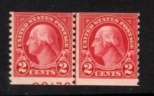 #599 Two cent Washington line pair EFO MINT-OG/NH⭐⭐⭐⭐⭐