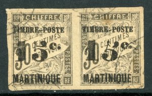 Martinique 1891 French Colony 15¢/30¢ Black Sc #25/25a Slanting Five VFU E100