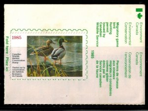 Canada FWH1 Duck Stamp on License Used VF