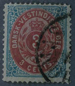 Danish West Indies #62 Used VG Good Color on Thin Paper Light blue Rose Carmine