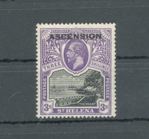 1922 ASCENT, Stanley Gibbons #8 - 3 Shillini Black and Purple - MNH**