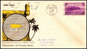 Scott 801 3 Cents Puerto Rico Linprint FDC Typed Address Planty 801-27