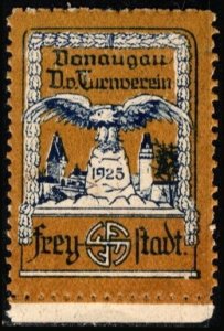 1925 German Poster Stamp Free State of Donaugau Gymnastics Club MNH