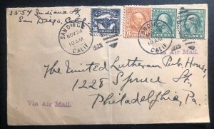 1925 San Diego CA USA Early Airmail Cover To Philadelphia Pa