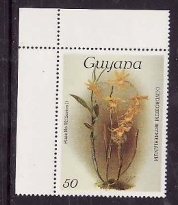 Guyana-Sc#1156a- id9-unused NH 50c-Flowers-Orchids-wmk Lotus Bud Multiple-1985-