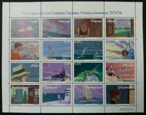 Spain Comics 2004 Beach Sailboat Lighthouse Birds (sheetlet) MNH