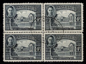 JAMAICA GVI SG137, 4½d slate, VFU. Cat £2. block of 4