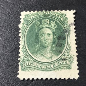 NOVA SCOTIA # 11a-USED-----GREEN---WHITE PAPER---1860-63(LOTA)