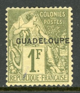 Guadeloupe 1891 French Colony 1 Franc Olive Green Stanley Gibbons #33 Mint D907