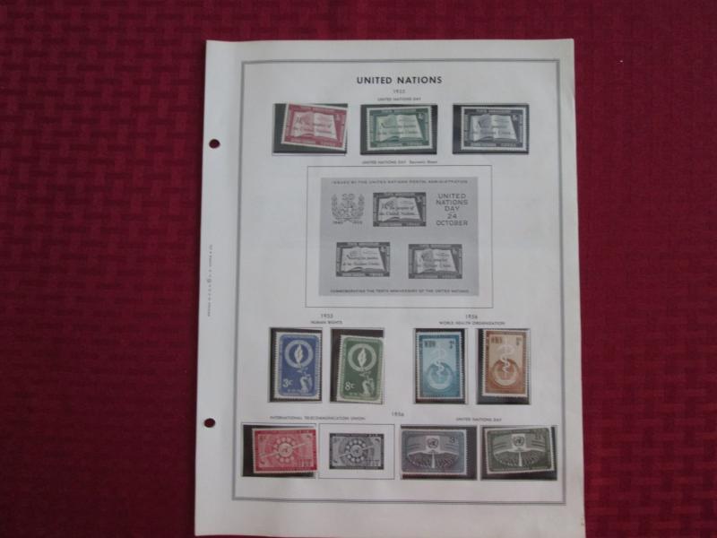 United Nations, 59 Stamps in Mounts on 4 Harris Album Pages, MNH,1953-1960, C372