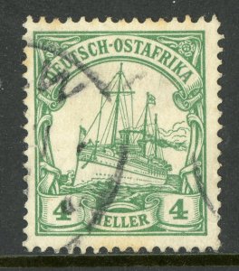 East Africa 1905 Germany 4h Green Yacht Ship Unwatermark Scott # 23a VFU X242