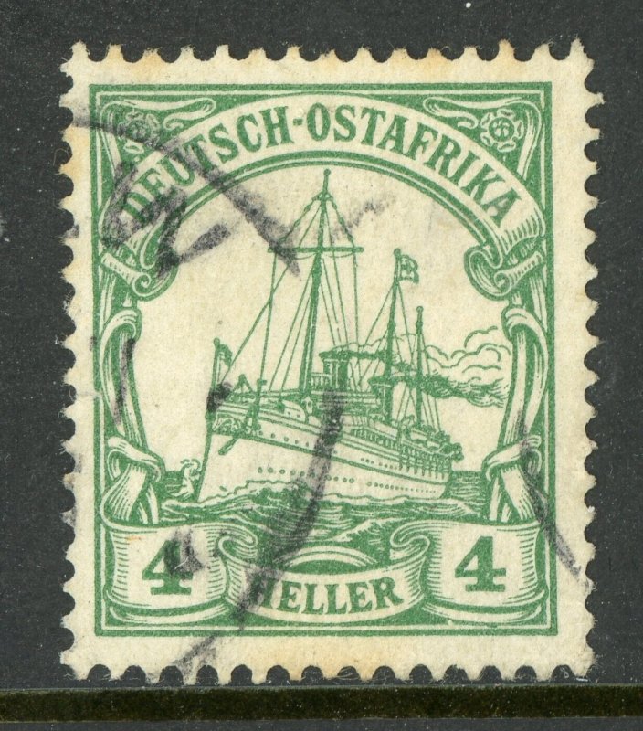 East Africa 1905 Germany 4h Green Yacht Ship Unwatermark Scott # 23a VFU X242