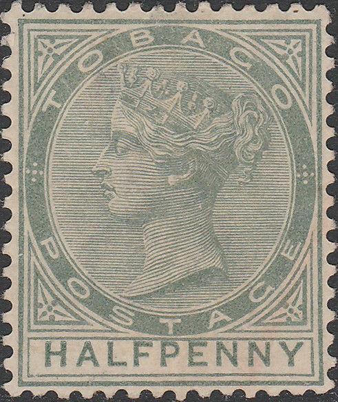 TOBAGO - 1886 - SG20 - 1/2d dull green Wmk Crown CA, p.14 - Mint No Gum
