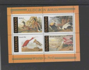 TANZANIA #309a 1986 AUDUBON BIRD CENTENARY MINT VF NH O.G S/S b