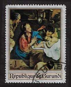 Burundi #222 Used OG (CTO); 1fr Christmas - Adoration of the Shepherds (1967)