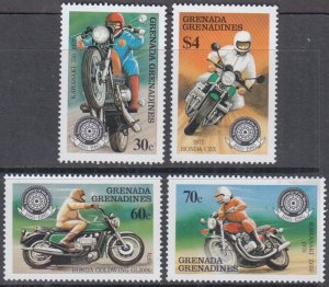 GRENADA GRENADINES Sc #642-5 MNH CPL SET of 4 - 100th ANN of the MOTORCYCLE