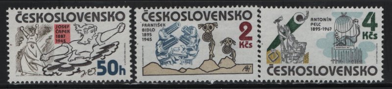 CZECHOSLOVAKIA, 2564-2566, (3)SET, HINGED, 1985, DRAWINGS AND CARICATURES