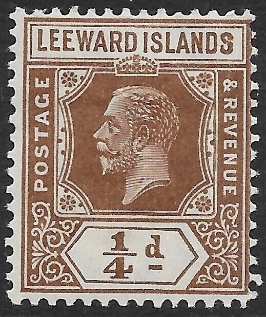 LEEWARD ISLANDS SG58 1922 ¼d BROWN MTD MINT