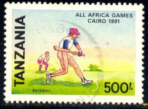 Baseball, All Africa Games, Cairo, 1991, Tanzania stamp SC#753 used