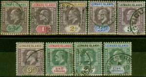 Leeward Islands 1902 Set of 9 SG20-28 Fine Used 