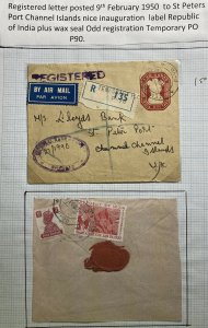 1950 TPO India Airmail Stationery Cover To St Peters Channel Island England