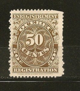 Canada QR21 Quebec 50 Cent Registration Stamp Used