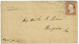 1850's Green Mount, Penn. (DPO) cancel in green on cover