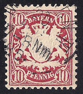 Bavaria #50 10pf Coat of Arms Stamp used F-VF