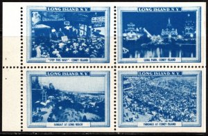 1930's US Poster Stamp Long Island, N.Y., Coney Island Block/4 MNH