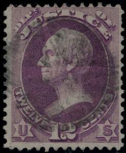 US #O30 SCV $75.00  12c Justice, used, light cancel, nice stamp, small perf t...