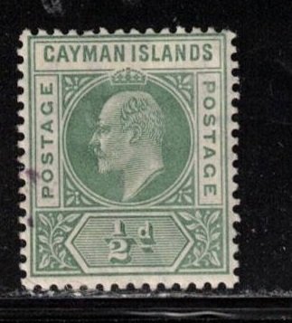 CAYMAN ISLANDS Scott # 21 MH - KEVII Definitive - Small Ink Spot At Left