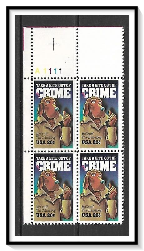 US Plate Block #2102 Crime Prevention MNH
