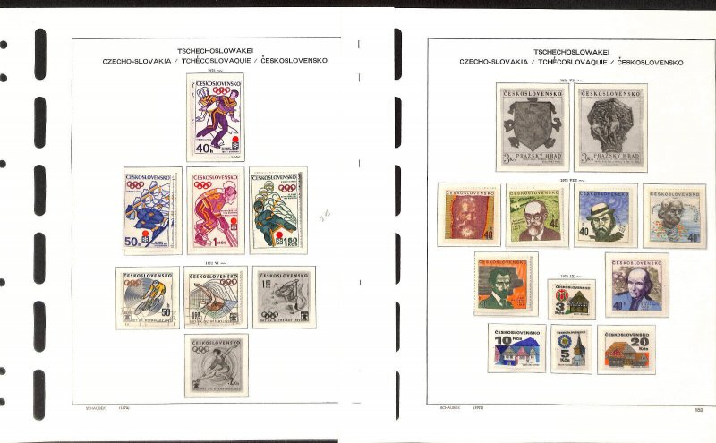 Czechoslovakia Stamp Collection In Schaubek Hingless Album Pages Europe Czech