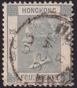 Hong Kong 1896 #38 f-u 4c Slate