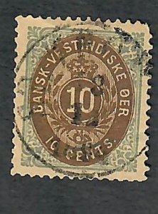 Danish West Indies #10 used single (perf 14 x13.5)