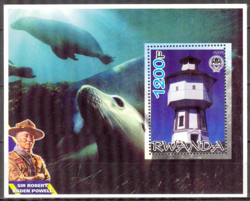 Rwanda 2005 Lighthouses Scouts B. Powell S/S MNH