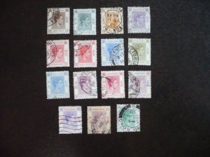 Stamps - Hong Kong - Scott#154-156,158-159,159b-165a- Used Part Set of 15 Stamps