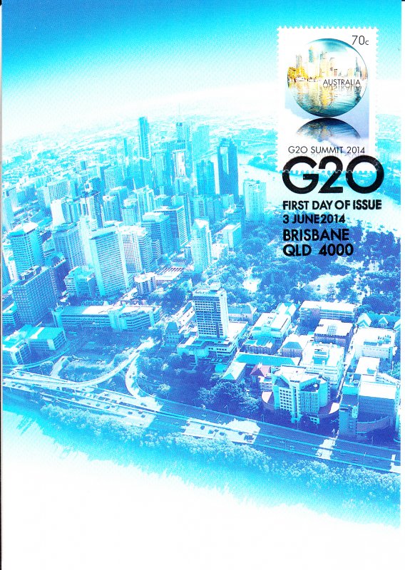 Australia 2014 Maxicard 70c View of Brisbane G20 Summit