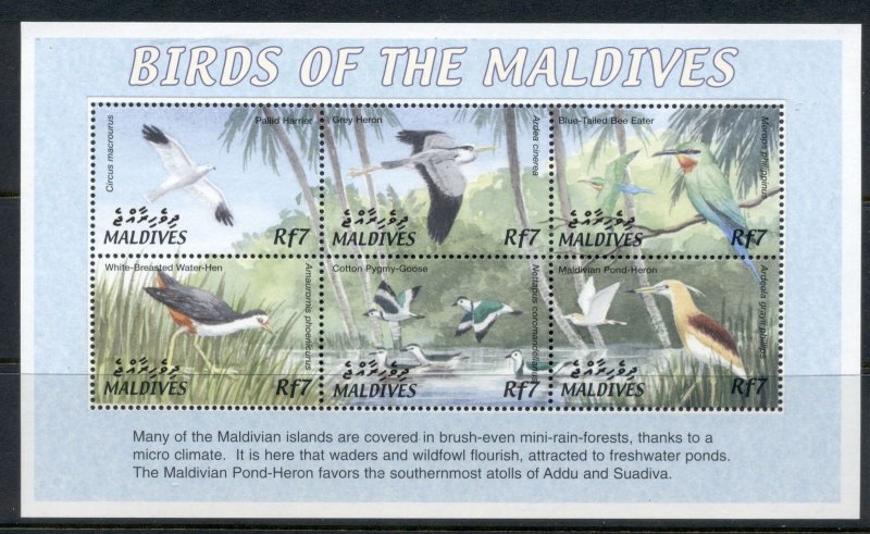 Maldives MNH S/S Birds Of The Maldives 2002 6 Stamps