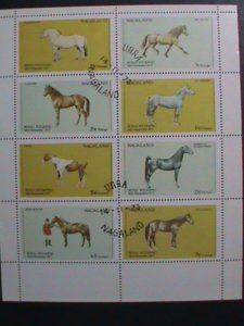 NAGALAND- 1973 WORLD FAMOUS LOVELY HORSES CTO SHEET- VF WITH FIRST DAY CANCEL