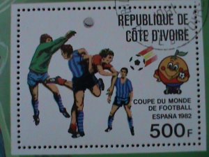 ​IVORY COAST-1982-WORLD CUP SOCCER-ESPANA'82-CTO S/S VERY FINE-FANCY CANCEL