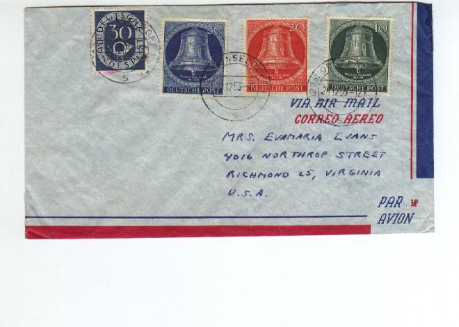 Germany scarce Freedom Bell  cover to USA