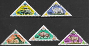 Mongolia #954-958 used. Prehistoric animals 1977